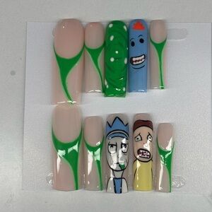 Rick and Morty Cartoon Character Nail Art Set